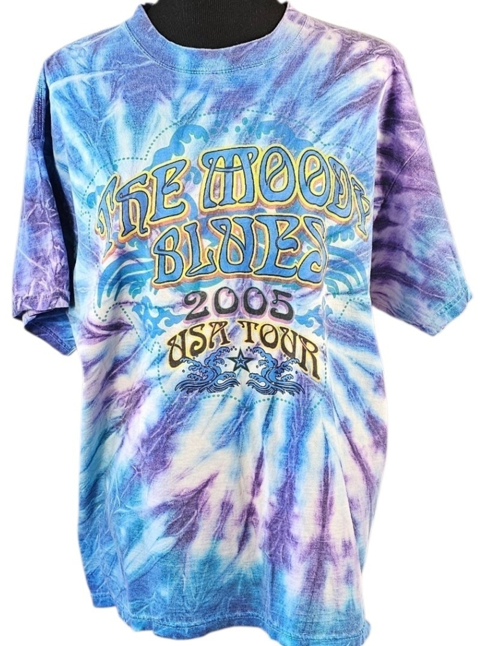 The Moody Blues 2005 USA Tour Tie Dye Band T Shirt XL Blue Purple Cotton